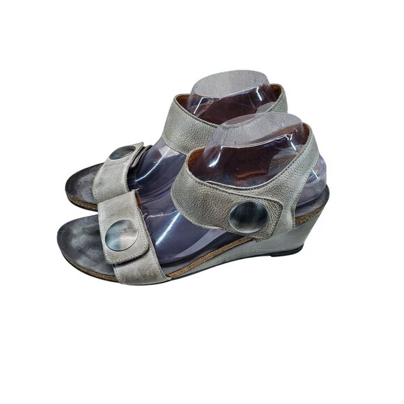 Taos Footwear Shoes Womens EU 41 US 10 Gray Leather Carousel 2 Slingback Sandals - Picture 1 of 11